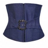 Corselet Underbust Jeans com Zíper e fivela.
