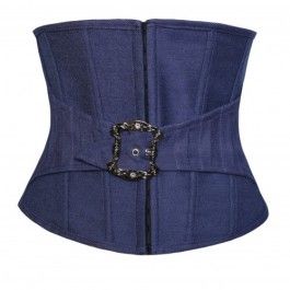 Corselet Underbust Jeans com Zíper e fivela.