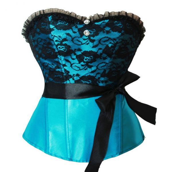 Corselet com Busto em Renda Azul